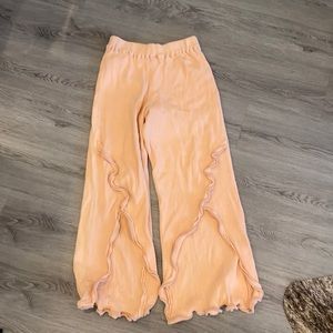 Desire Klein scalloped pink wide leg knit pants